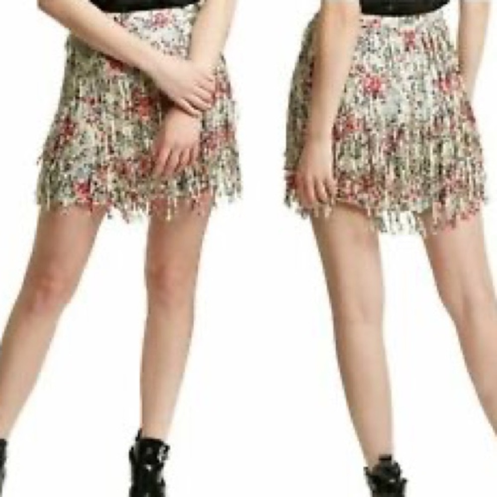 Zadig & Voltaire silk fringe mini skirt